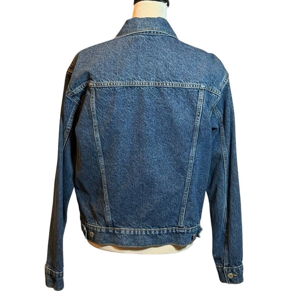 Old Navy Women's Trucker Jean Jacket Denim Classic Size Medium Pleated Front - Picture 3 of 9